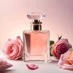 Pink Perfume Bottle with Roses