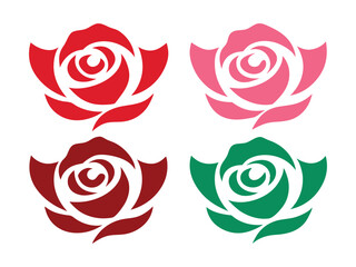 set of colorful roses vector
