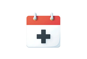Obraz premium Flat style medical calendar with appointment mark and cross symbol, no background