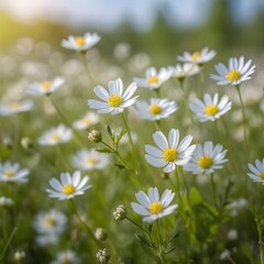 Field of White Daisies in Sunlight