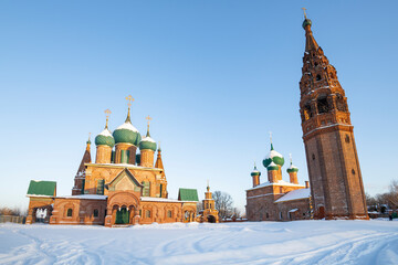 Old Believer temple complex in Korovnitskaya Sloboda on a sunny January day. Yaroslavl, Golden Ring...