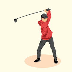 Golfer Golf Player Athlete Vibrant Colored Person Simple Vector