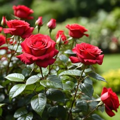 Fototapeta premium Beautiful Red Roses in a Garden