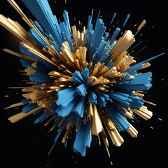 Abstract Gold and Blue Explosion