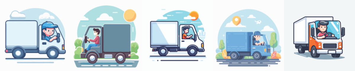 Vector of a truck driver.