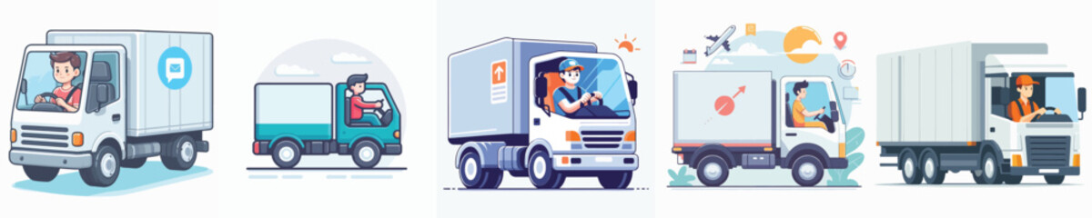 Vector of a truck driver.