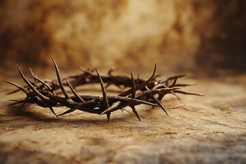 Fototapeta premium Crown of Thorns Symbolizing Jesus Sacrifice Pain Faith Community Spirituality