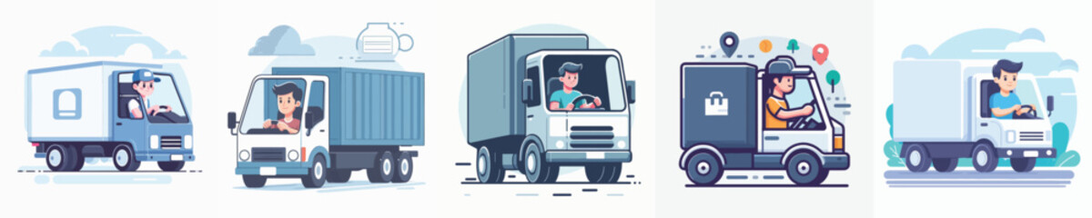 Vector of a truck driver.