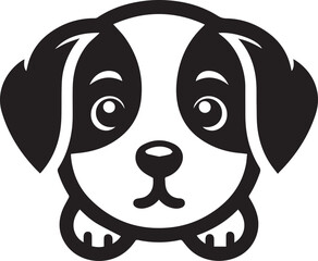 Naklejka premium Black & White Puppy Dog Vector