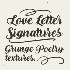 Vintage Handwritten Text Collection &ndash; Love Letter Signatures, Black Ink Calligraphy, Retro Scribbles & Grunge Poetry Textures
