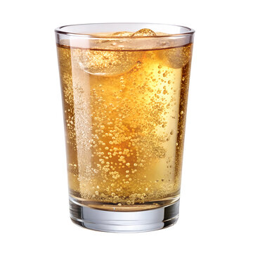 Refreshing ginger ale drink isolated on transparent background.