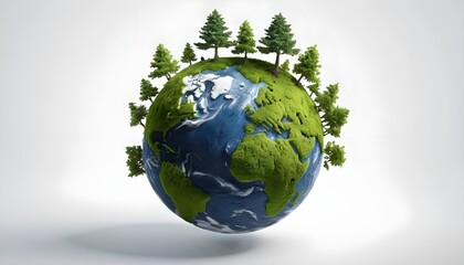 Green Earth Globe with Trees
