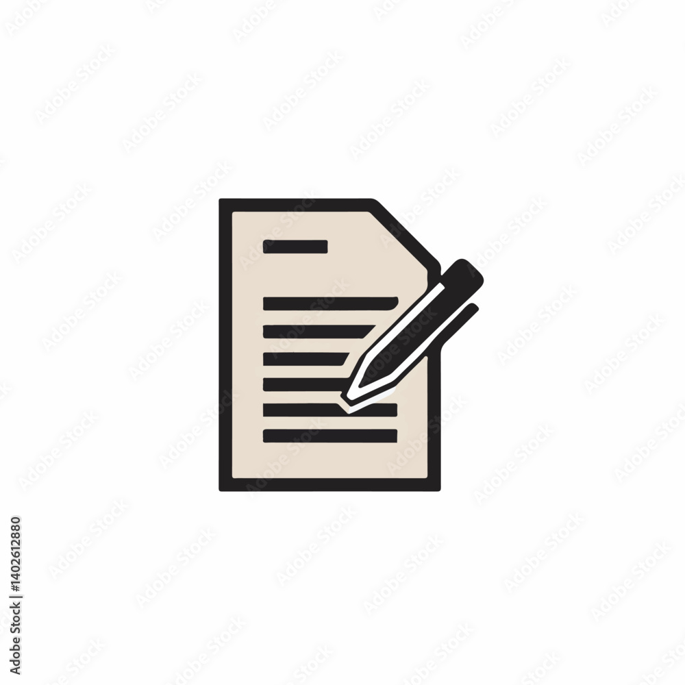Poster document icon edits text on white background design