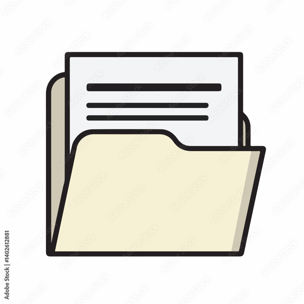 Poster paper document resides in open folder illustration isolated