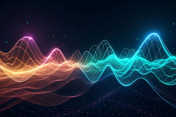 Obraz premium Abstract digital wave patterns in vibrant colors
