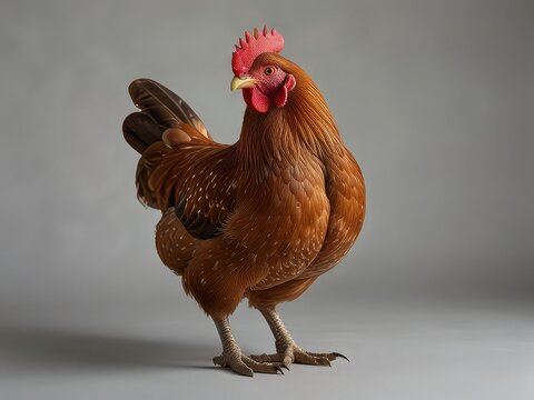 Beautiful Rooster in Lush Forest,
Striking Brown and White Rooster in Nature, Elegant Farm Rooster in Green Woodland, Majestic Rooster Posing in Mossy Forest 