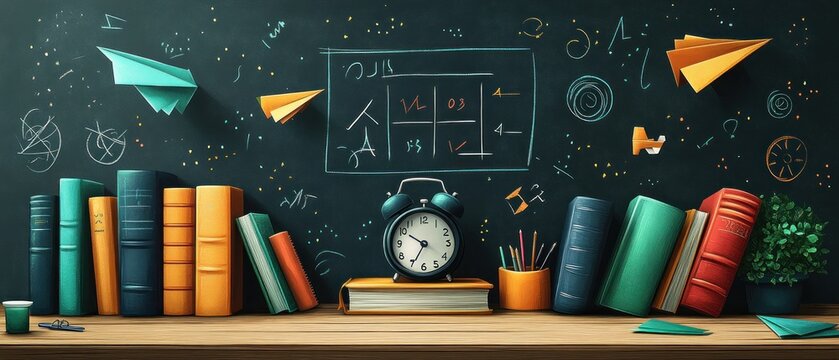 Minimalist Classroom Vector Illustration for Education Concept and Back to School Theme