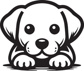 Black & White Puppy Dog Vector