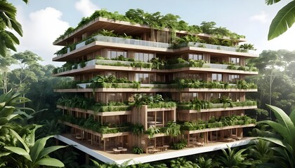 Eco-Friendly Apartment Building in Lush Rainforest