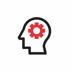 Obraz premium Human head displays cogwheel graphic design brainstorming concept innovation white background