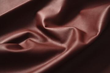 Full grain soft crumpled brown closeup leather shot