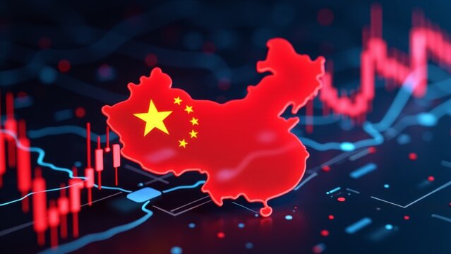 China Map With Financial Chart Decline