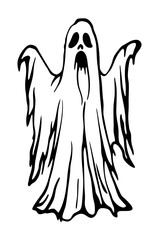 black and white svg vector, Halloween ghost icon