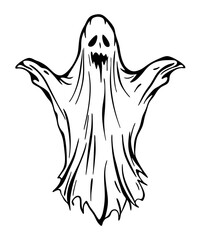 black and white svg vector, Halloween ghost icon