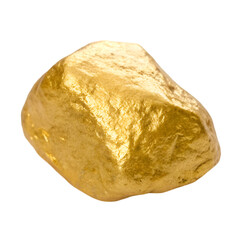 Pure solid gold rock isolated on transparent background