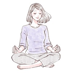瞑想をする女性のイラスト