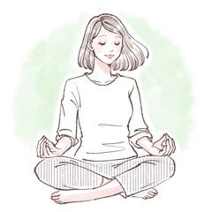 瞑想をする女性のイラスト