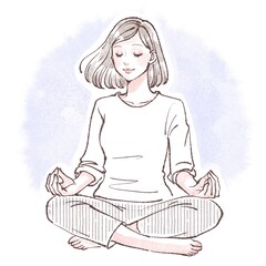 瞑想をする女性のイラスト