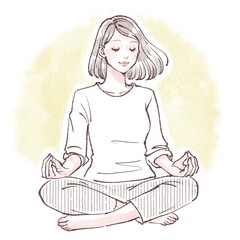 瞑想をする女性のイラスト