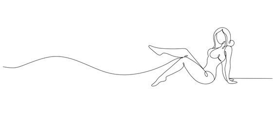 Women with bikini tops line art illustration vector with transparent background.eps