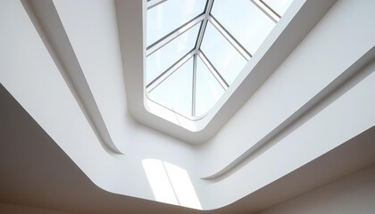 Obraz premium Clean lines, geometric skylight pattern, minimalist interior, modern design, wall
