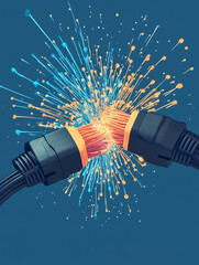 Dynamic illustration of fiber optic light trails in a high-energy. futuristic composition. 