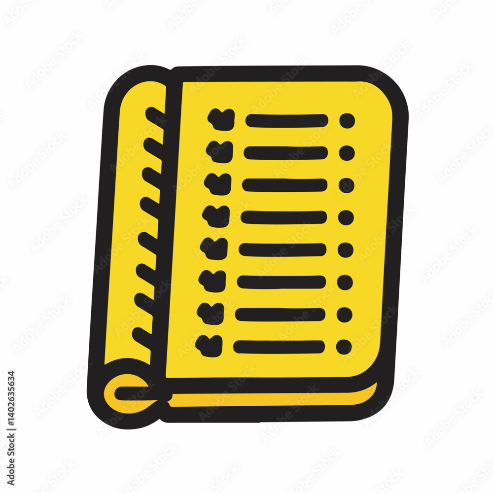 Poster yellow notepad displays list items on white backdrop vector
