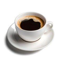 Fototapeta premium Cup of Black Coffee on White Saucer