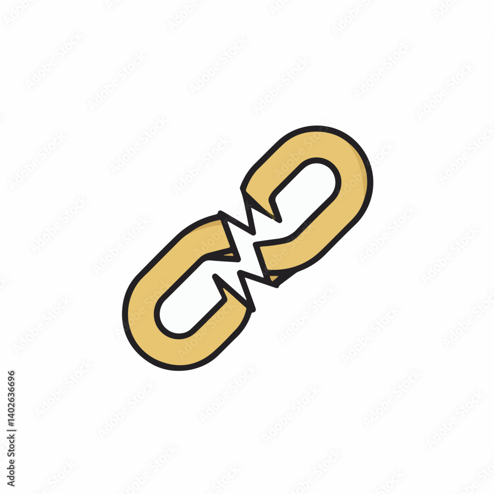 Poster broken chain depicts connection failure on white background