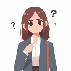 Vector career woman asking questions