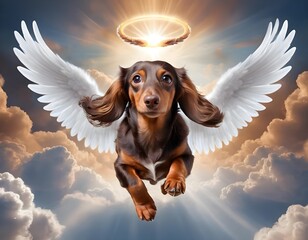 Dachshund Angel Dog in Heaven