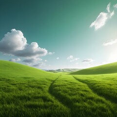 Fototapeta premium Serene Green Rolling Hills Landscape