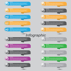 Collection infographics with steps and options, banner  for  business design and website template.