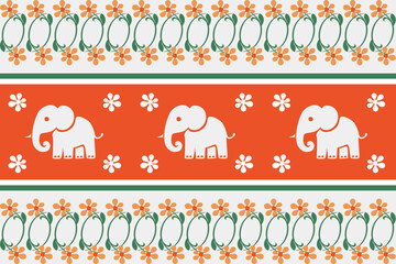 Beautiful Thailand,elephants pattern,floral,thai pattern,seamless,Traditional,ethnic,fabric pattern for textiles,rugs, wallpaper,clothing, sarong,batik,print,background,illustration