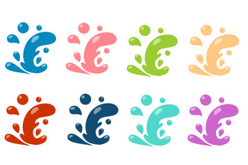 set of water splashes vector