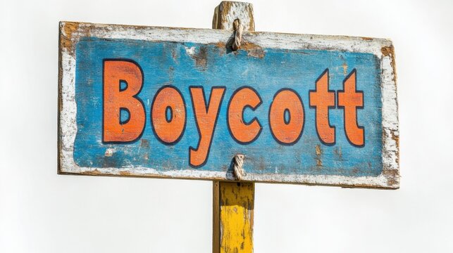 Sign advocating for a boycott displayed prominently in a public space