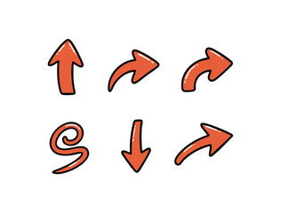 Red Curved and Downward Arrows