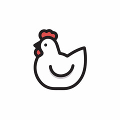 White chicken sits digitally isolated playfully minimal