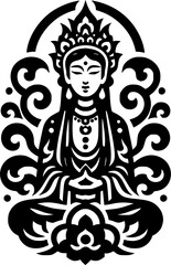 Avalokitesvara, simple logo, isolated on white