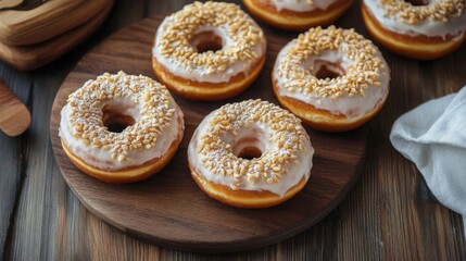 donuts on wooden table